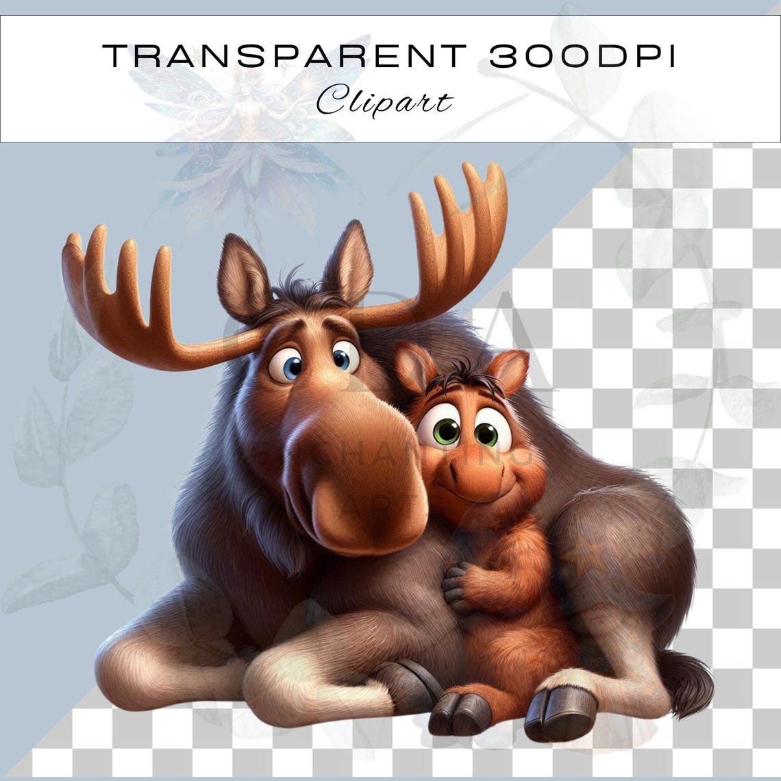 Funny Moose PNG Clipart Bundle | Cute Animal Sublimation | Scrapbook ...