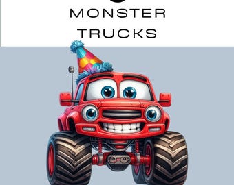 Monster Truck Clipart Bundle | Watercolor PNG | 300DPI | Instant Digital Download | Commercial Use