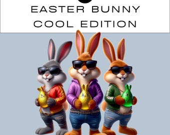 Easter Bunny Cool Edition Clipart PNG Bundle | Watercolour Easter Eggs and Bunny | Junk Journal Scrapbooking | Classroom | Commercial Use