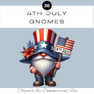Mignon Gnome du 4 Juillet PNG Clipart | Aquarelle Jour de l'Indépendance des Etats-Unis | Album de coupures de journal indésirable | Salle de classe américaine | Utilisation commerciale