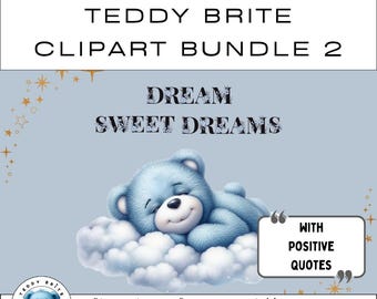 Teddy Brite Teddy Bear Positive Quote Clipart Bundle PNG | Motivation Sticker Design | Cricut Printable | Instant Download | Commercial Use