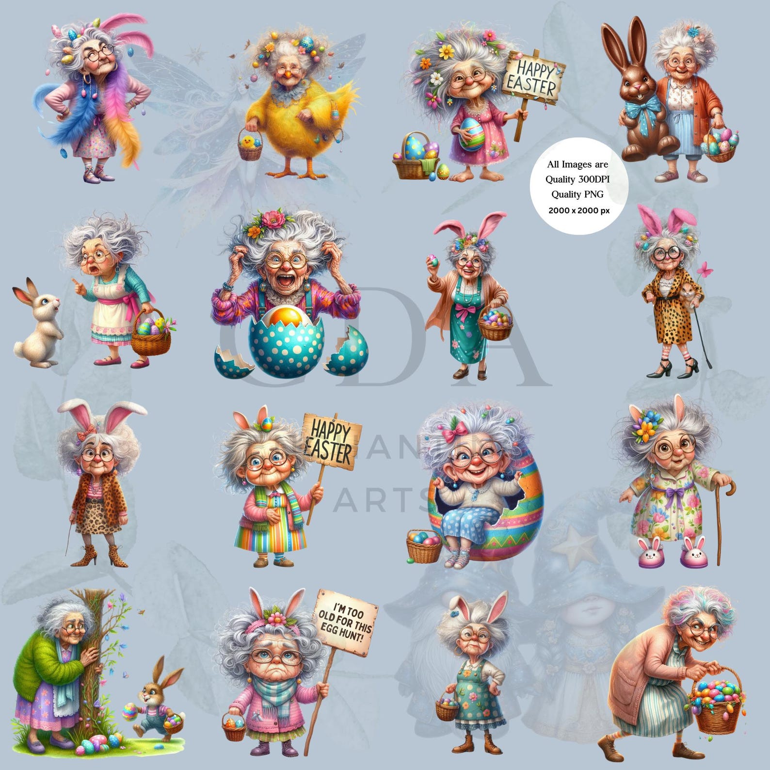 Funny Easter Grannys PNG Clipart Set | Sassy Granny PNG | Commercial ...