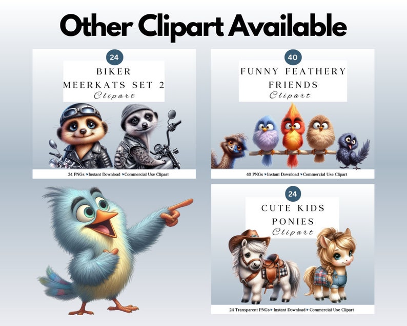Funny Bird Clipart Bundle | Set 2 | Whimsical Cute Bird PNGs for DIY Projects | Instant Download | Commercial Use | Quirky Birds