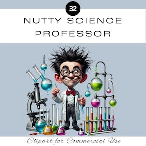 Nutty Wissenschaft Professor PNG Clipart | Naturwissenschaftliche Lehrerin im Klassenzimmer | Junk Journal Sammelalbum | witzig schrullig skurril | Kommerzielle Nutzung