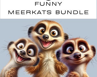 Funny Meerkat PNG Clipart Bundle of  3| Sets 1 2 & 3 Cute Animal Sublimation | Junk Journal Scrapbook Classroom | Commercial Use