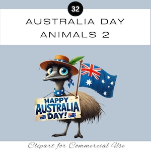 Australischer Tag Tiere Clipart PNG Bundle 2 | Lustige schrullig australische Sublimation | Junk Journal Scrapbooking | Klassenzimmer | Kommerzielle Nutzung