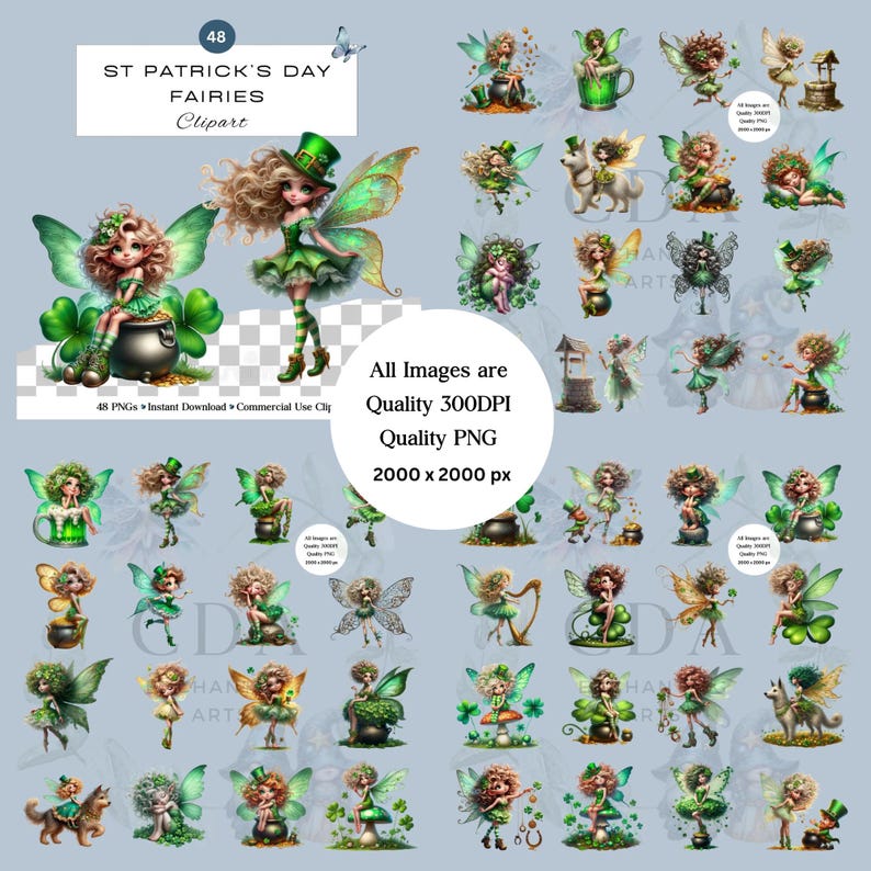 St Patricks Day Clipart Bundle | PNG Watercolour Cute Quirky Funny ...
