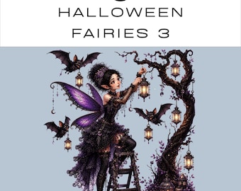 Halloween-Feen-Clipart-Paket 3 | Aquarell-PNG | 300 dpi | Sofortiger digitaler Download | Kommerzielle Nutzung