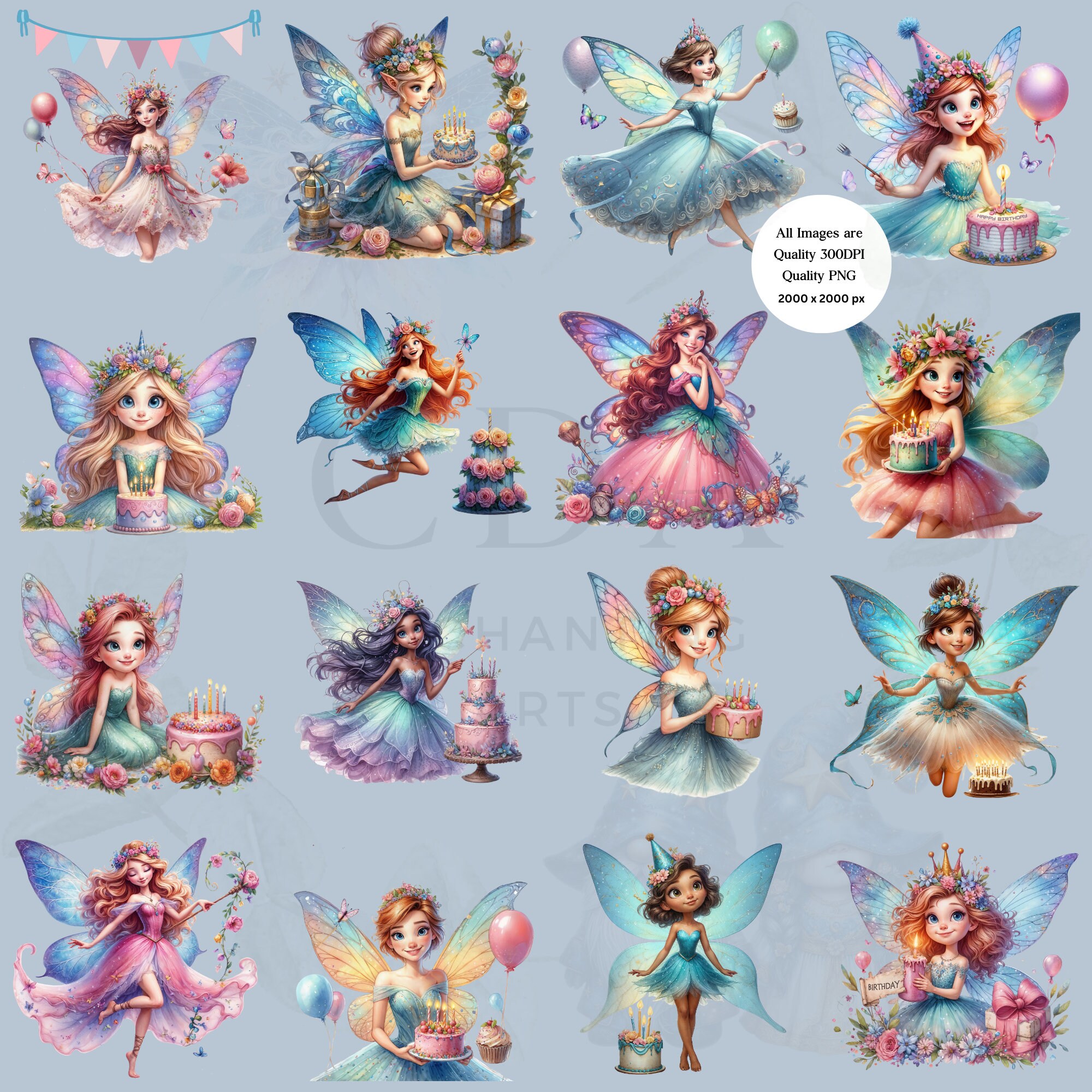 Birthday Party Fairy PNG Clipart | Watercolor Celebration Girl Fairies ...