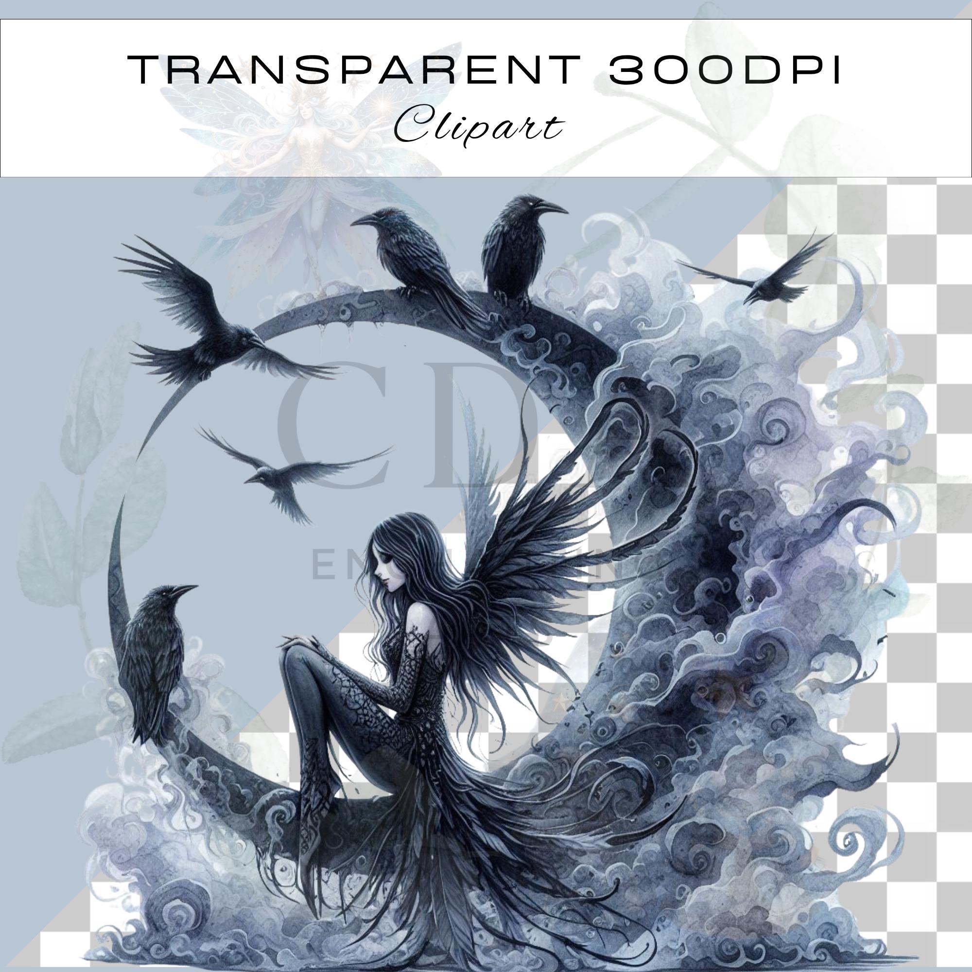 Gothic Fairy Clipart Set: Watercolor PNG for Commercial Use (digital ...