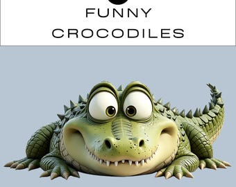 Funny Crocodile PNG Clipart Bundle | Junk Journal Scrapbook Classroom | Commercial Use