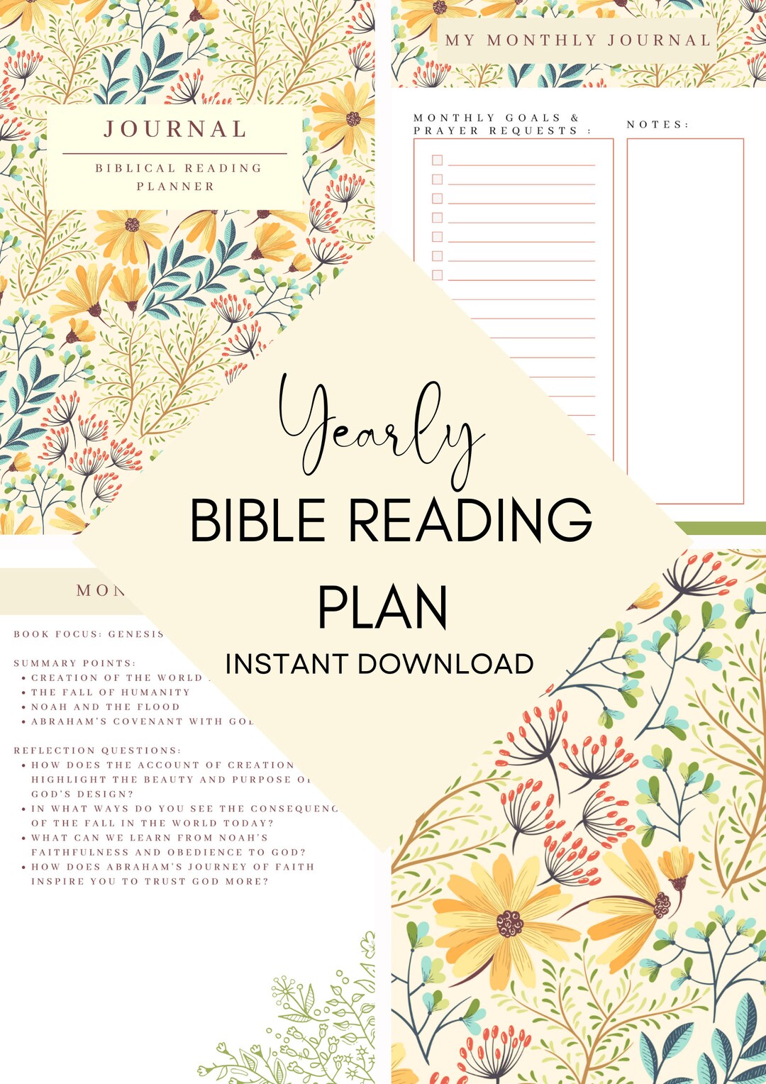 Yearly Bible Reading Plan - Instant Download - Spirituality Planner ...