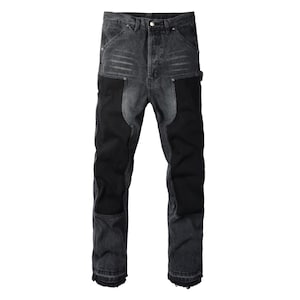 black baggy cargo jeans men oversize wholesale streetwear high quality stacked loose fit pants denim trousers