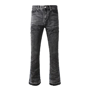 black flare baggy jeans men oversize wholesale streetwear high quality stacked loose fit pants denim trousers