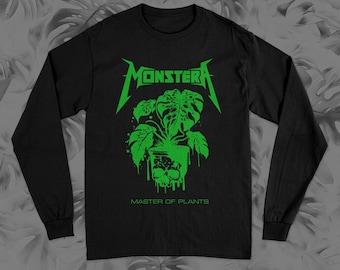 Monstera Long Sleeve Green Metal Head Plant Lover Plant Dad Cool Grunge Punk Merch Unisex Sizing