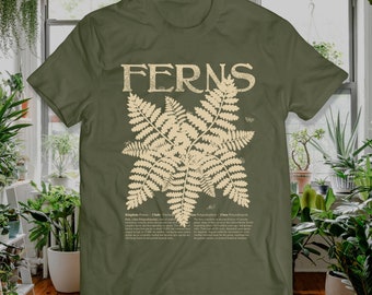 Plant t shirt with FERN Description and Cute Bugs Botany Shirt for Garden Lover Educational Gift For Plant Lover