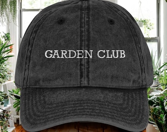 Garden Club Embroidered Denim Hat for Gardeners Gift for Plant Lovers