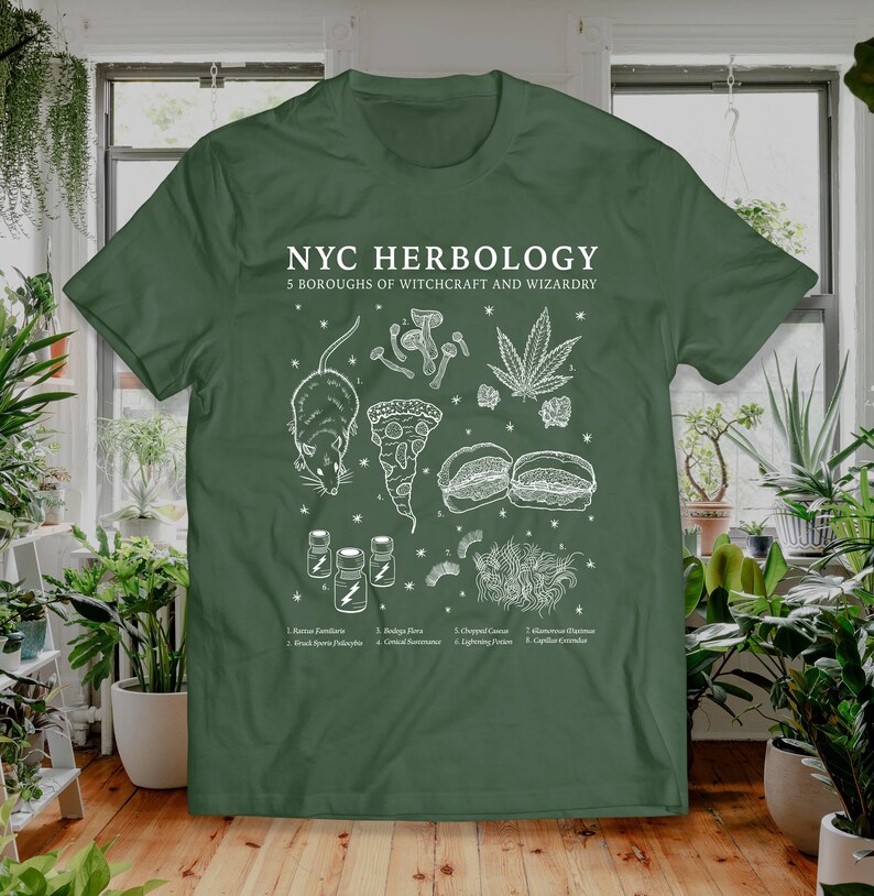 Herbology Shirt NYC Botany Magic Rats Pizza Mushrooms Weed Weave
