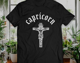 Capricorn Astrology Jesus Crucifix Unisex Gildan 5000 Shirt
