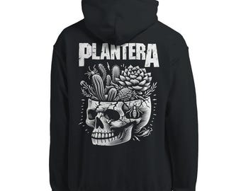 Succulent Metal Skull Plant Hoodie Back Design Punk Metal Head Merch Unisex Sizing Pullover