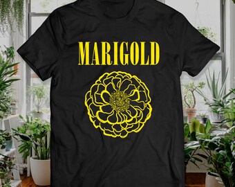 Marigold Flower Shirt Band T 90s Throwback Plant Shirt Cool Vibes Yellow Flower Drawing Marigold Smells Like Calendula Unisex