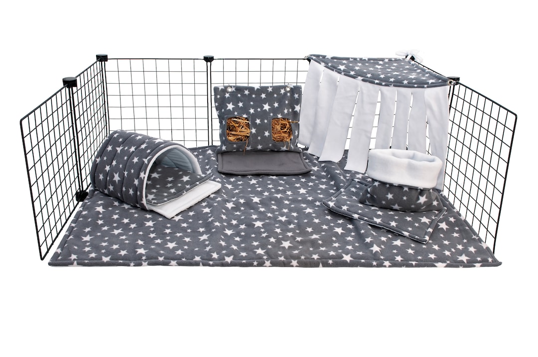 View of 3 Layers Guinea Pig C&C and Ferplast Cage Fleece Liner Full Set - Etsy