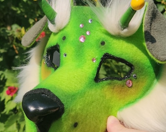 Alien Puppy Therian Fursuit Mask w/ Tail [Pink ver.]