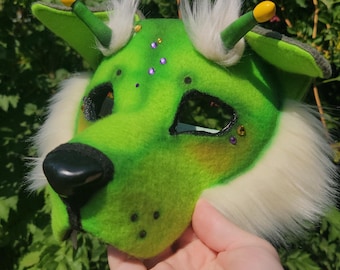 Alien Puppy Therian Fursuit Mask w/ Tail [Purple ver.]