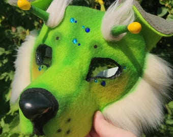 Alien Puppy Therian Fursuit Mask w/ Tail [Blue ver.]