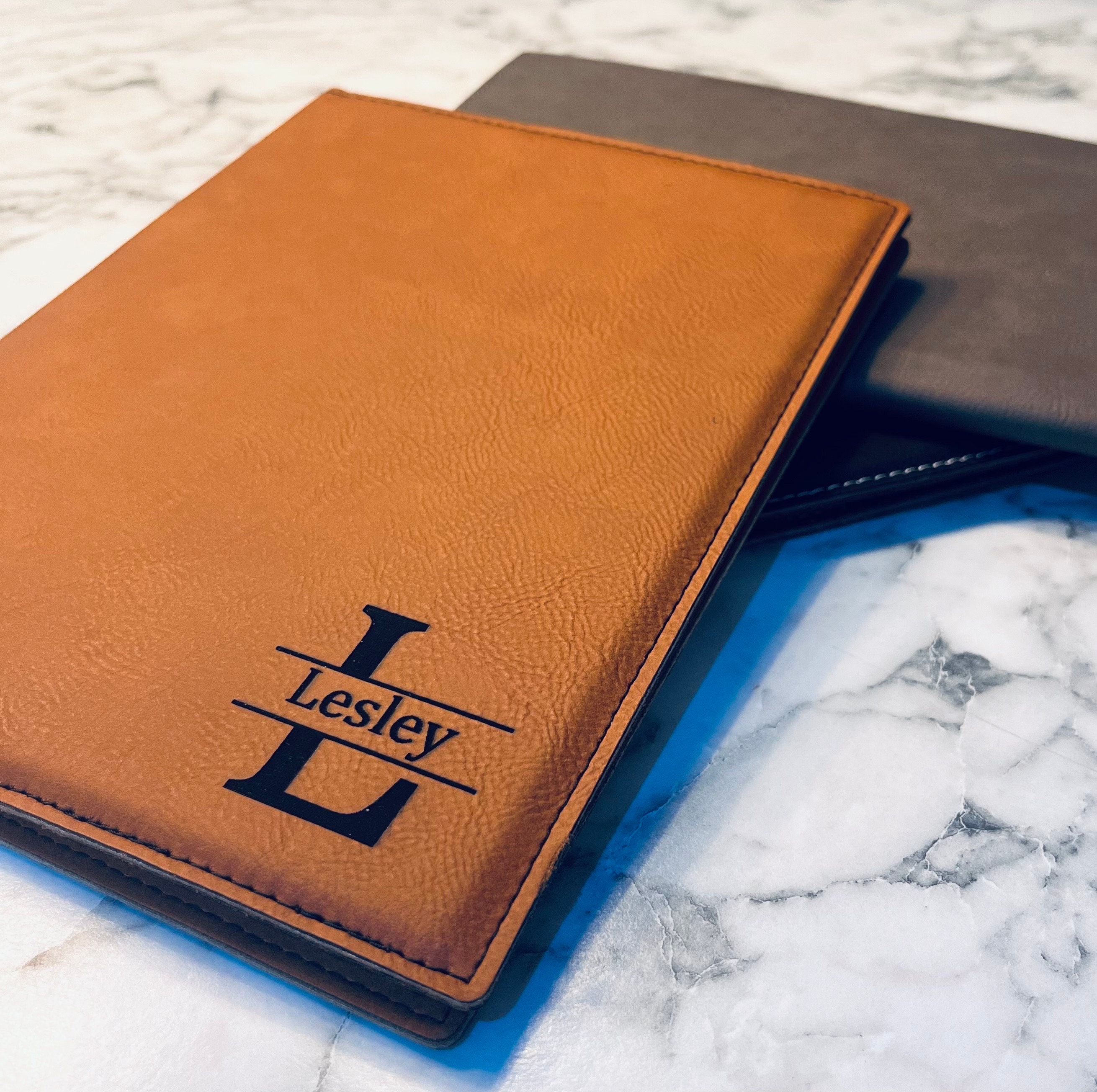 Personalised Leather Notebook Cover. Leather Portfolio, Leather