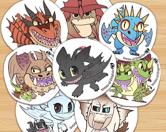 Juego de pegatinas HTTYD de Cómo entrenar a tu dragón: vinilos impermeables de 7,6 cm