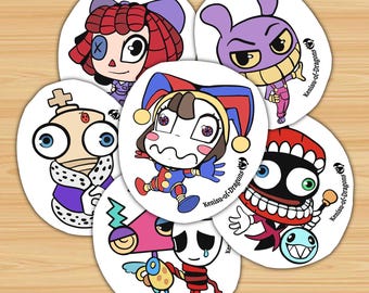 Conjunto de adesivos Digital Circus TADC – Adesivos de vinil à prova d'água de 7,6 cm (3 polegadas)