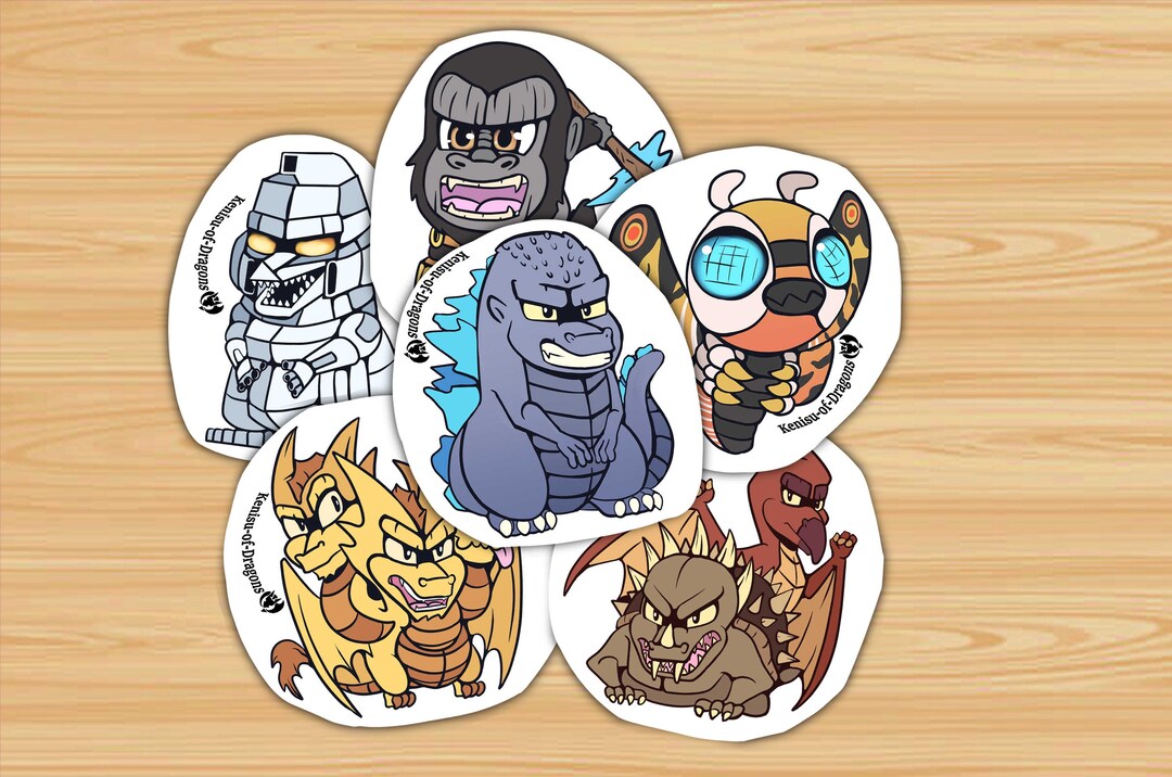 Godzilla Kaiju Sticker Set – Waterproof 3-inch Vinyl Decals - Etsy
