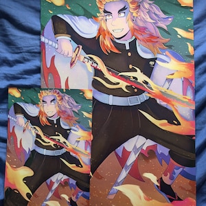 Poster Carte postale Impression d&#39;art Anime Manga Tueur de démons Kimetsu no Yaiba épée action shonen tanjiro nezuko zenitsu rengoku inosuke katana