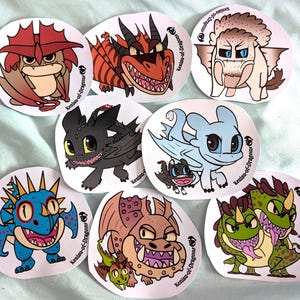 HTTYD Cómo entrenar a tu dragón Desdentado Furia Nocturna Arte Fanart Furia Luminosa Pegatinas Pegatinas Lindo Chibi para portátil botella cuaderno dreamworks