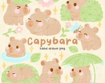 愛らしいカワイイカピバラのクリップアート - 高品質PNG - かわいいカピバラの動物イラスト - 印刷可能な要素 - 誕生日ベビーシャワーのクリップアート