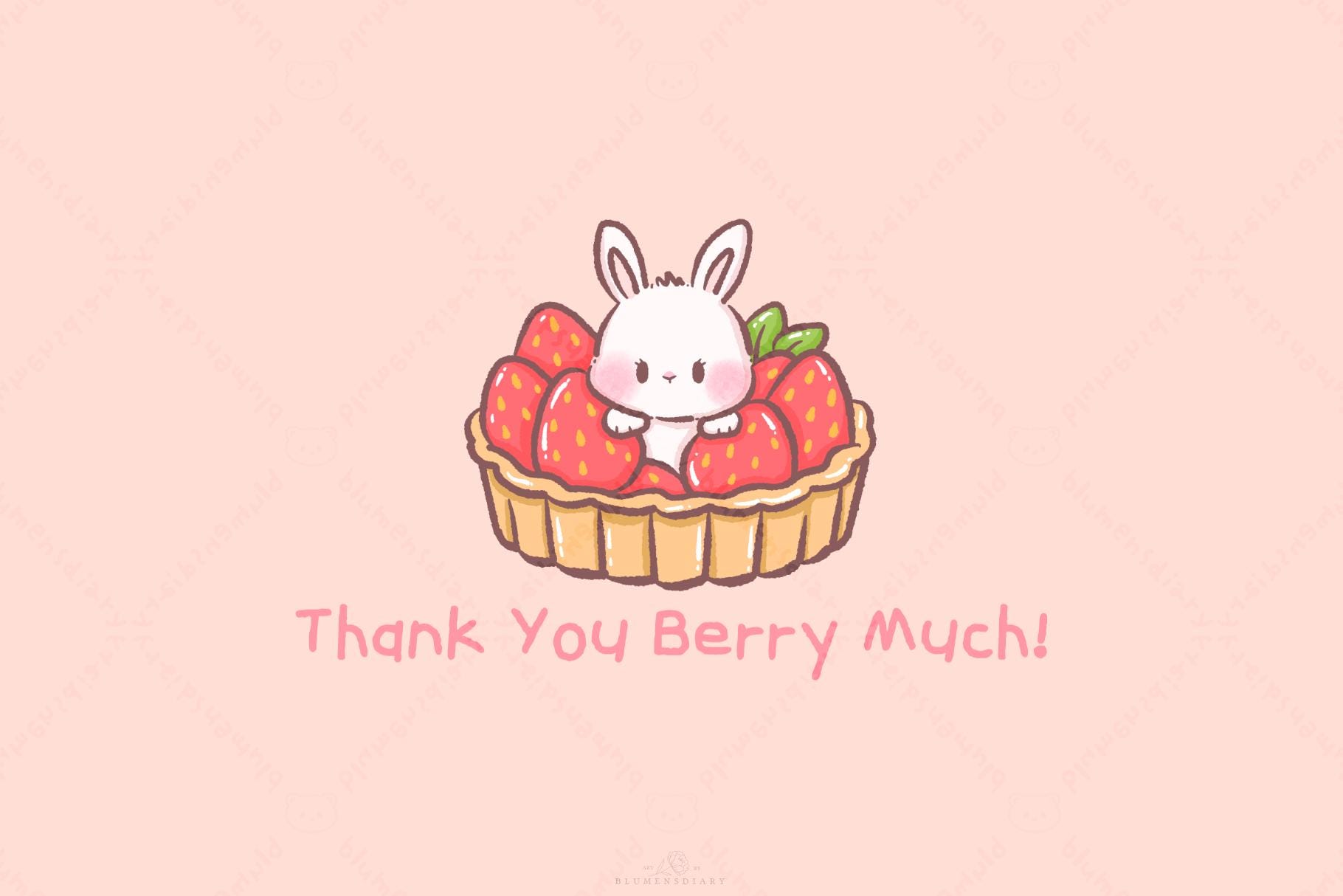Kawaii Strawberry Bunny Clipart: Cute Dessert PNG Set (digital