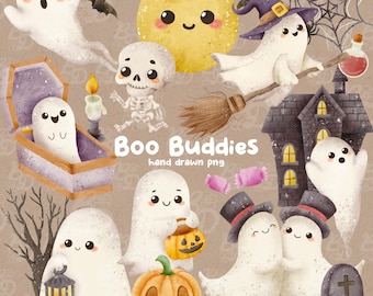 Boo Buddies Clipart: Halloween-Geist PNG Illustrationen (digitaler Download)