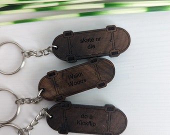 Skateboard keychain made of wood