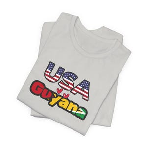USA Guyana Flag Graphic Tee Guyanese American T-Shirt, Perfect for Festivals Unisex Expat Gift Independence Day, Caribbean Roots Shirt