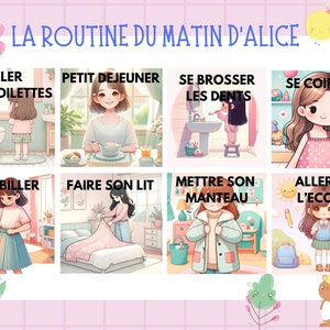 tableau routine matin et soir pour enfants : cartes imagées