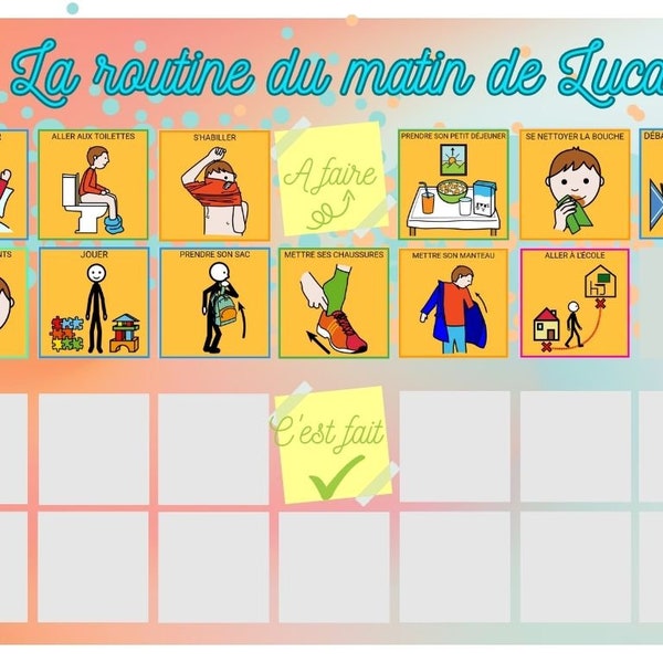 tableau routine du matin et du soir personnalisable pour enfants