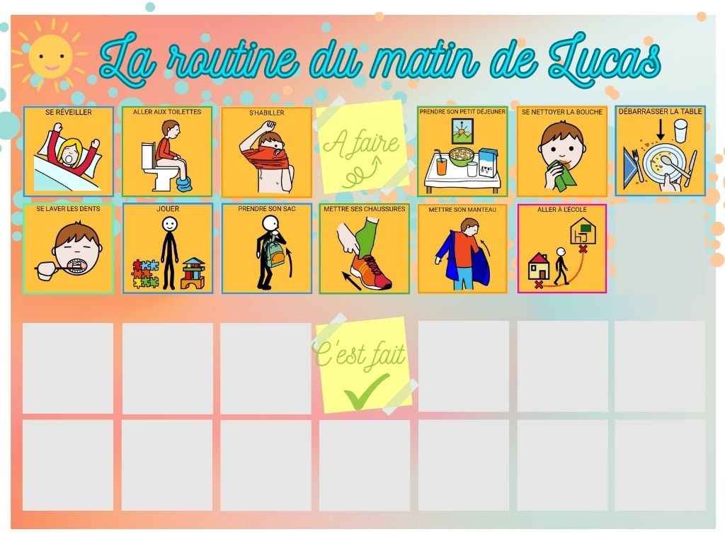 Tableau routine du matin et du soir personnalisable pour enfants - Etsy ...
