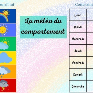 La météo du comportement : semainier pour enfant