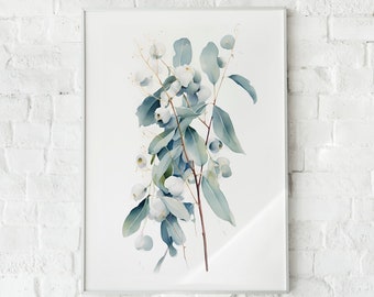 Eucalyptus Oasis Watercolor Art / Eucalyptus Wall Art / Office Décor / Large Wall Art / Flower Art / Home Décor / Instant Download