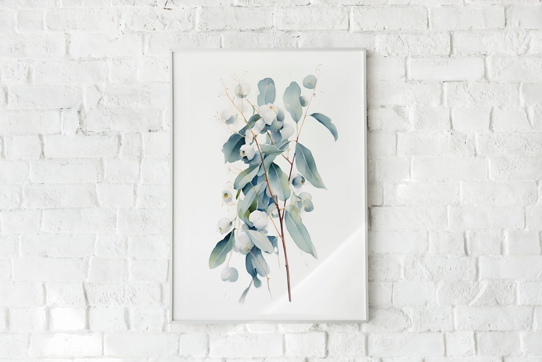 Eucalyptus Oasis Watercolor Art / Eucalyptus Wall Art / Office Décor