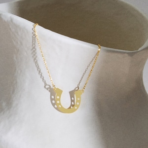 14K Gold Horseshoe Necklace, Horseshoe Pendant, Good Luck Charm, Western Necklace for Women, Horseshoe Jewelry, Lucky Charm Necklace