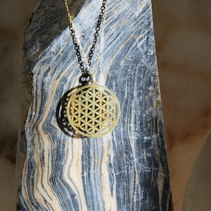 14K Gold Flower of Life Necklace, Sacred Geometry Necklace, Flower of Life Pendant, Yoga Necklace, Simple Gold Necklace for Women,
