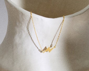 14K Gold Lightning Bolt Necklace, Lightning Bolt Pendant, Thunderbolt Necklace, Flash Necklace, Lightning Bolt Charm, Simple Gold Necklace