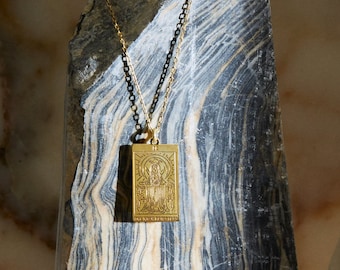 14K Gold Tarot Necklace, ,Dainty Tag Pendant Necklace, Spiritual Jewelry, Tarot Card Necklace, Best Friend Gift, Tarot Charms Necklace